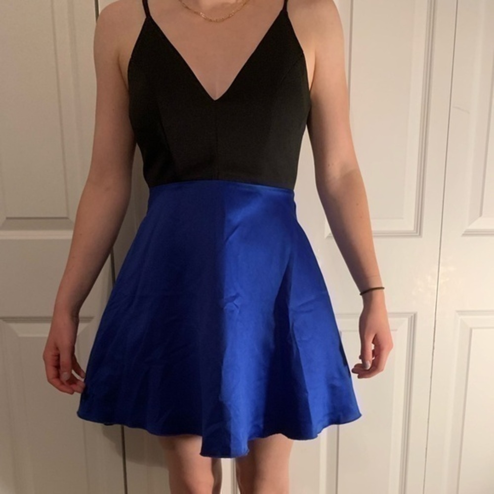 Junior blue and black, cocktail dress size 3.